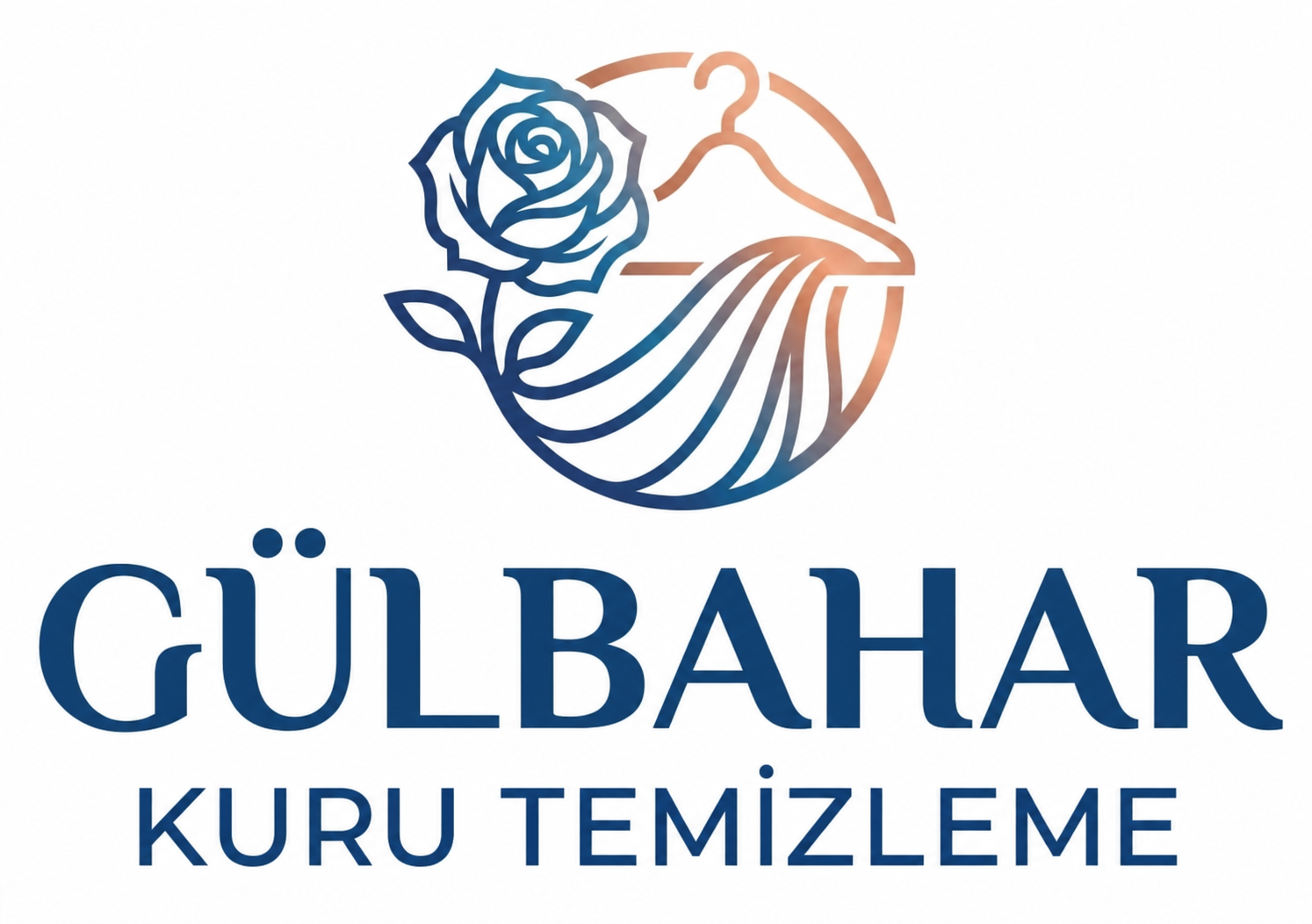 Gülbahar Kuru Temizleme — gül, askı ve kumaş motifli logo